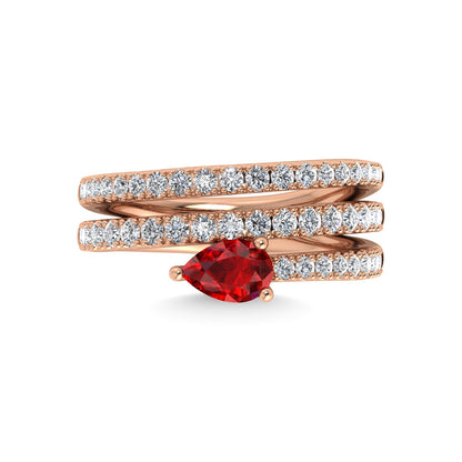 14K Rose Gold Diamond and Ruby 1 3/8 Ct.Tw. Fashion Ring