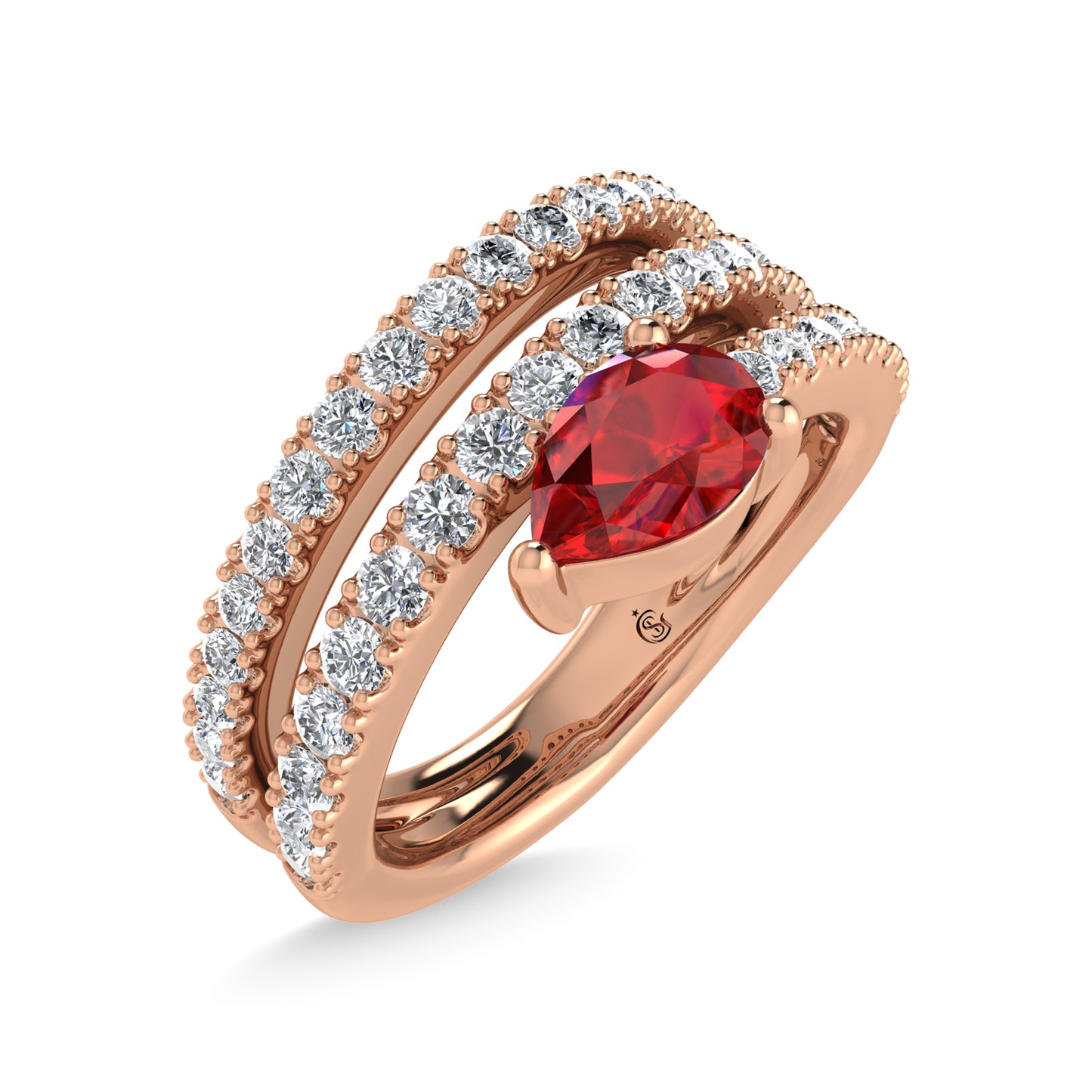 14K Rose Gold Diamond and Ruby 1 3/8 Ct.Tw. Fashion Ring