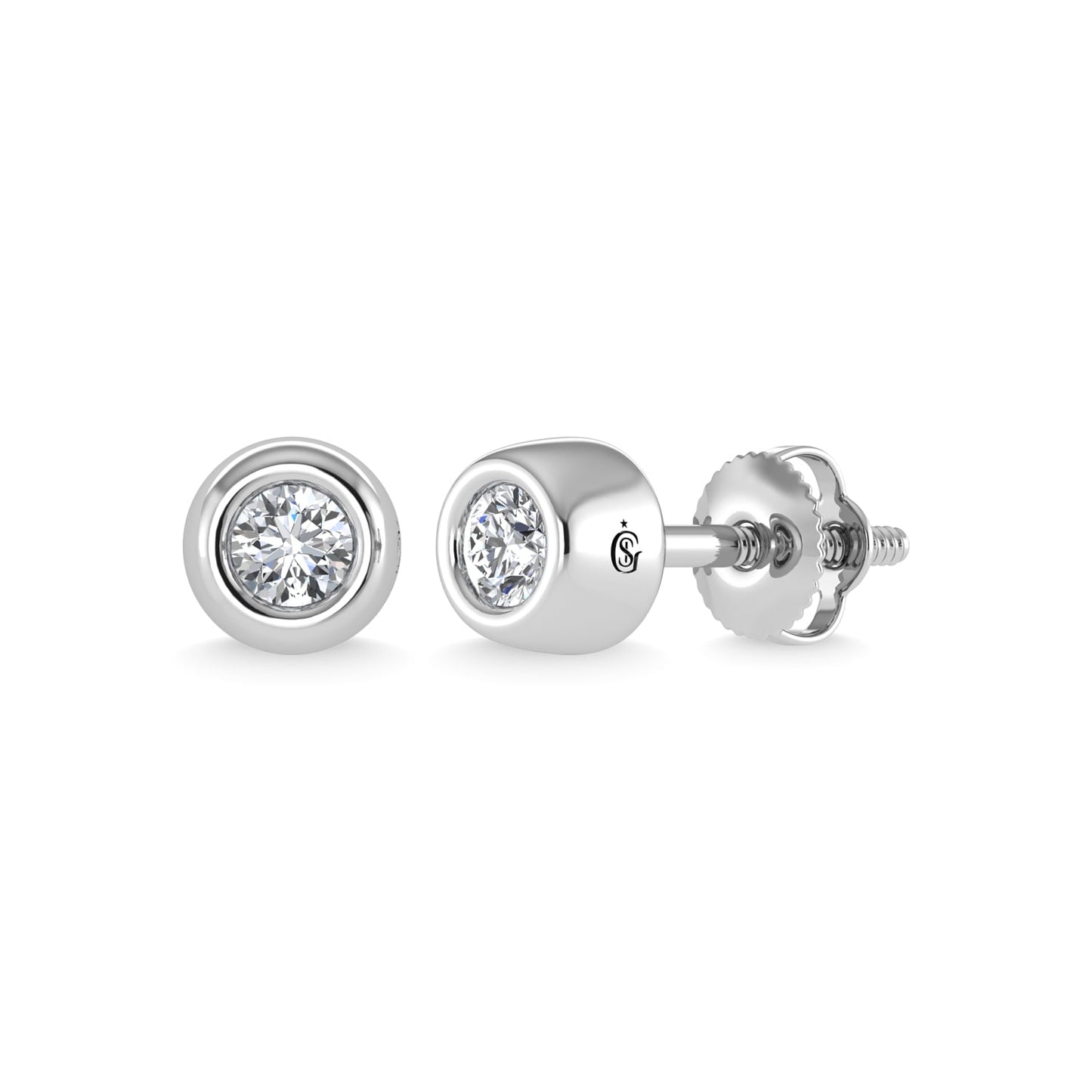 14K White Gold Diamond 1/10 Ct.Tw. Stud Earrings