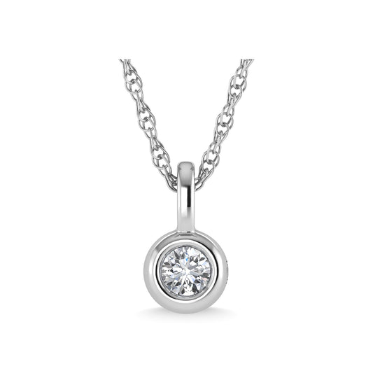 14K White Gold Diamond 1/20 Ct.Tw. Solitaire Pendant