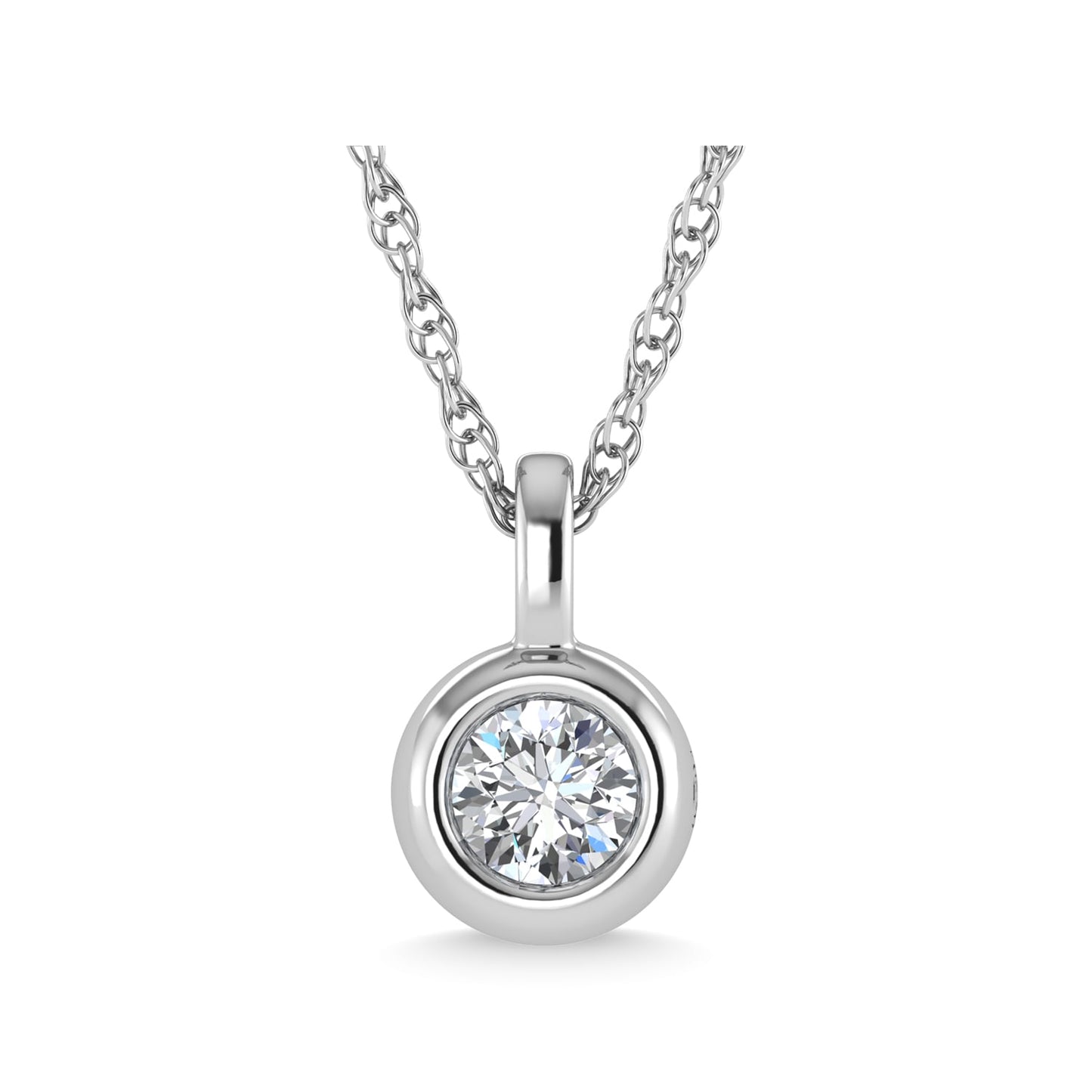 14K White Gold Diamond 1/5 Ct.Tw. Solitaire Pendant
