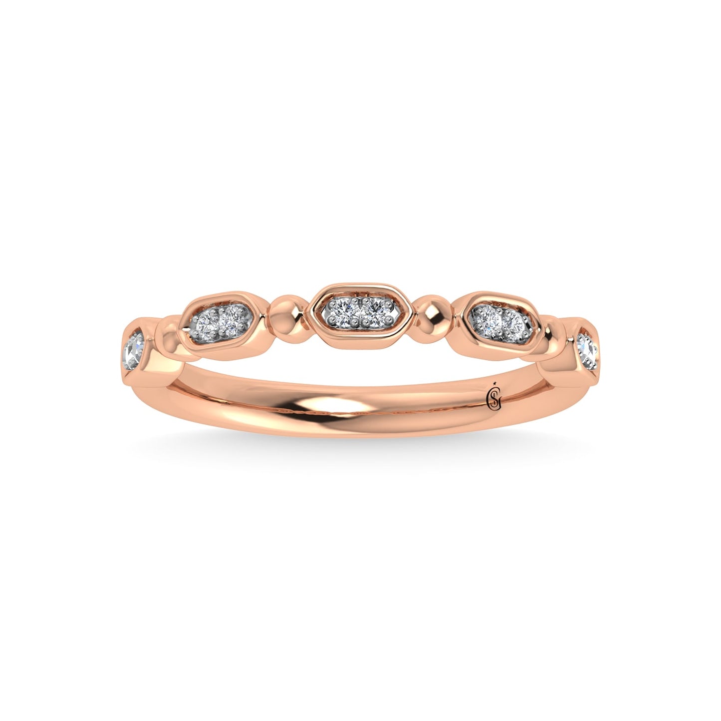 14K Rose Gold Diamond 1/20 Ct.Tw. Stackable Band