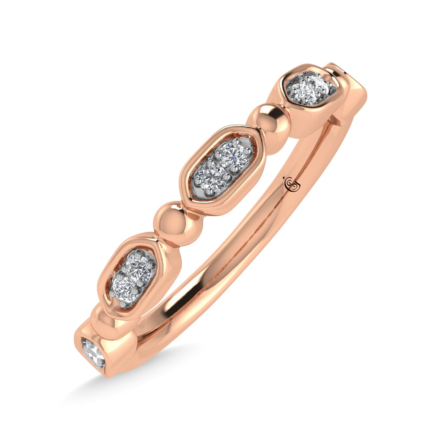 14K Rose Gold Diamond 1/20 Ct.Tw. Stackable Band