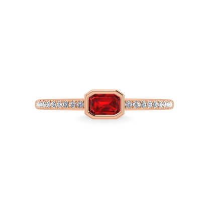 14K Rose Gold Diamond 3/8 Ct.Tw. And Ruby Ring