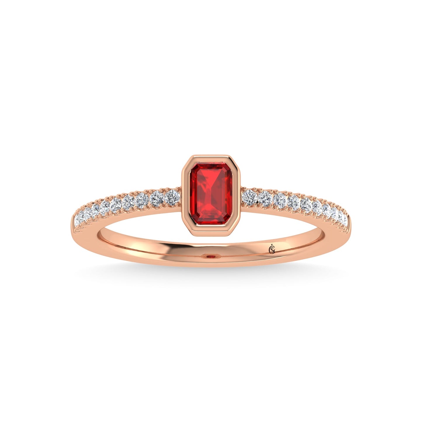 14K Rose Gold Diamond 3/8 Ct.Tw. And Ruby Fashion Ring
