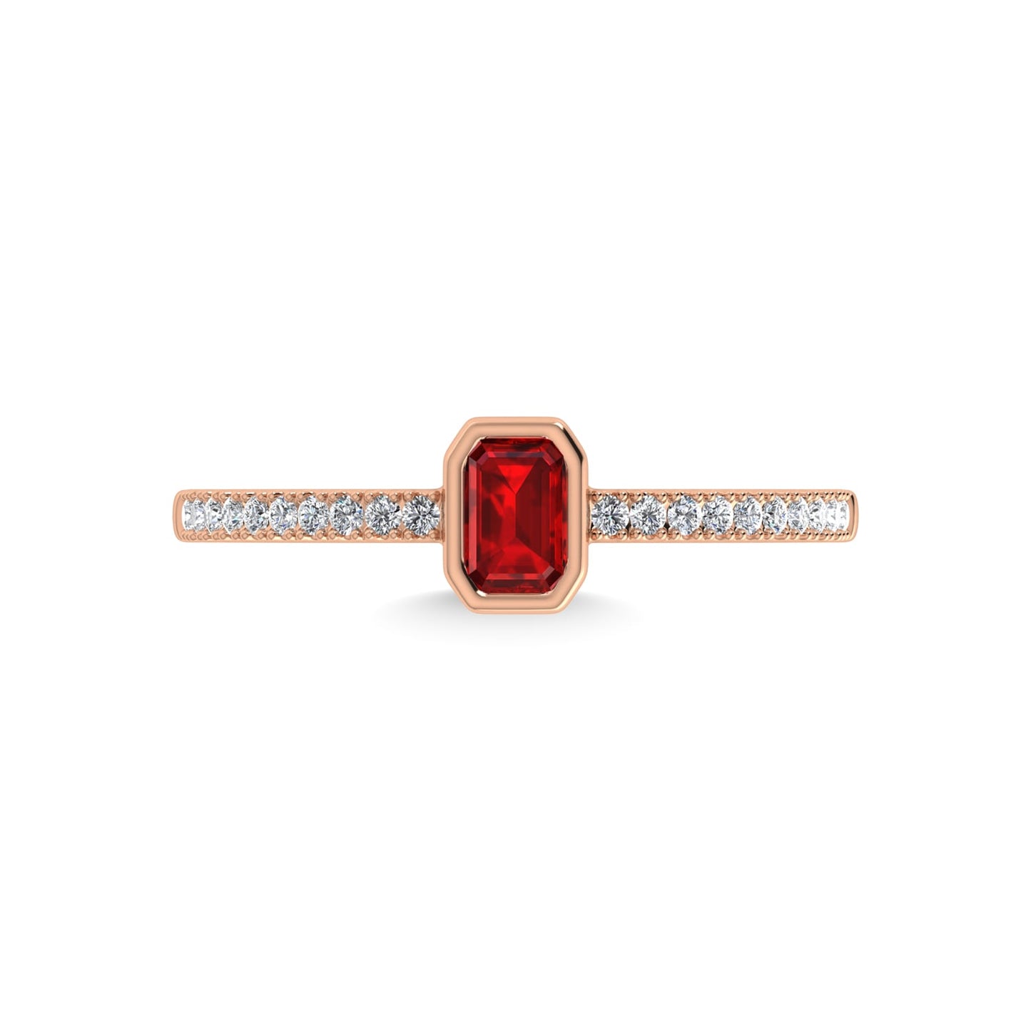 14K Rose Gold Diamond 3/8 Ct.Tw. And Ruby Fashion Ring