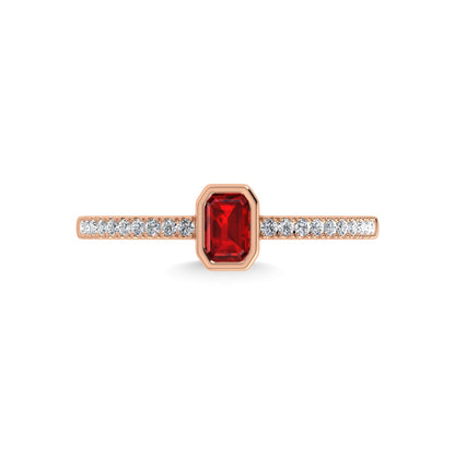 14K Rose Gold Diamond 3/8 Ct.Tw. And Ruby Fashion Ring