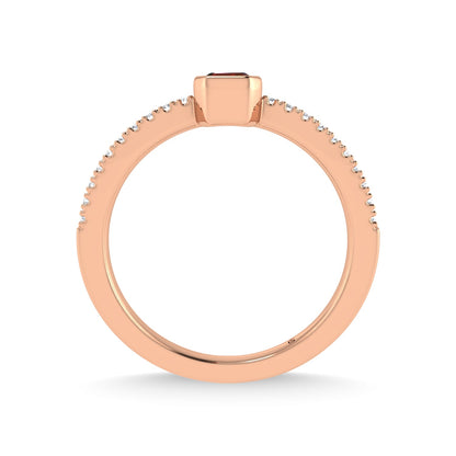 14K Rose Gold Diamond 3/8 Ct.Tw. And Ruby Fashion Ring