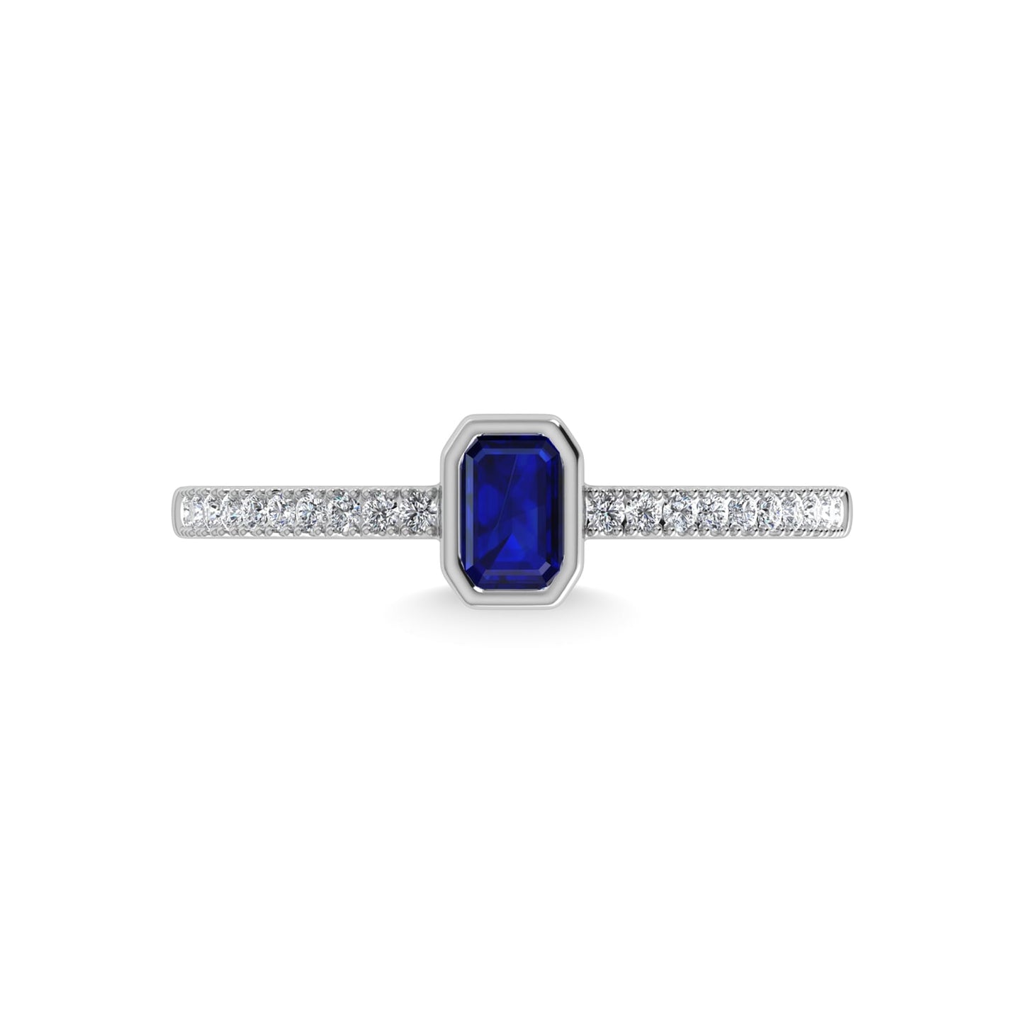 14K White Gold Diamond 3/8 Ct.Tw. And Blue Sapphire Fashion Ring