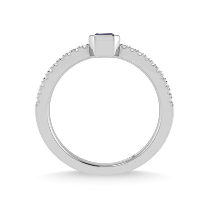 14K White Gold Diamond 3/8 Ct.Tw. And Blue Sapphire Fashion Ring