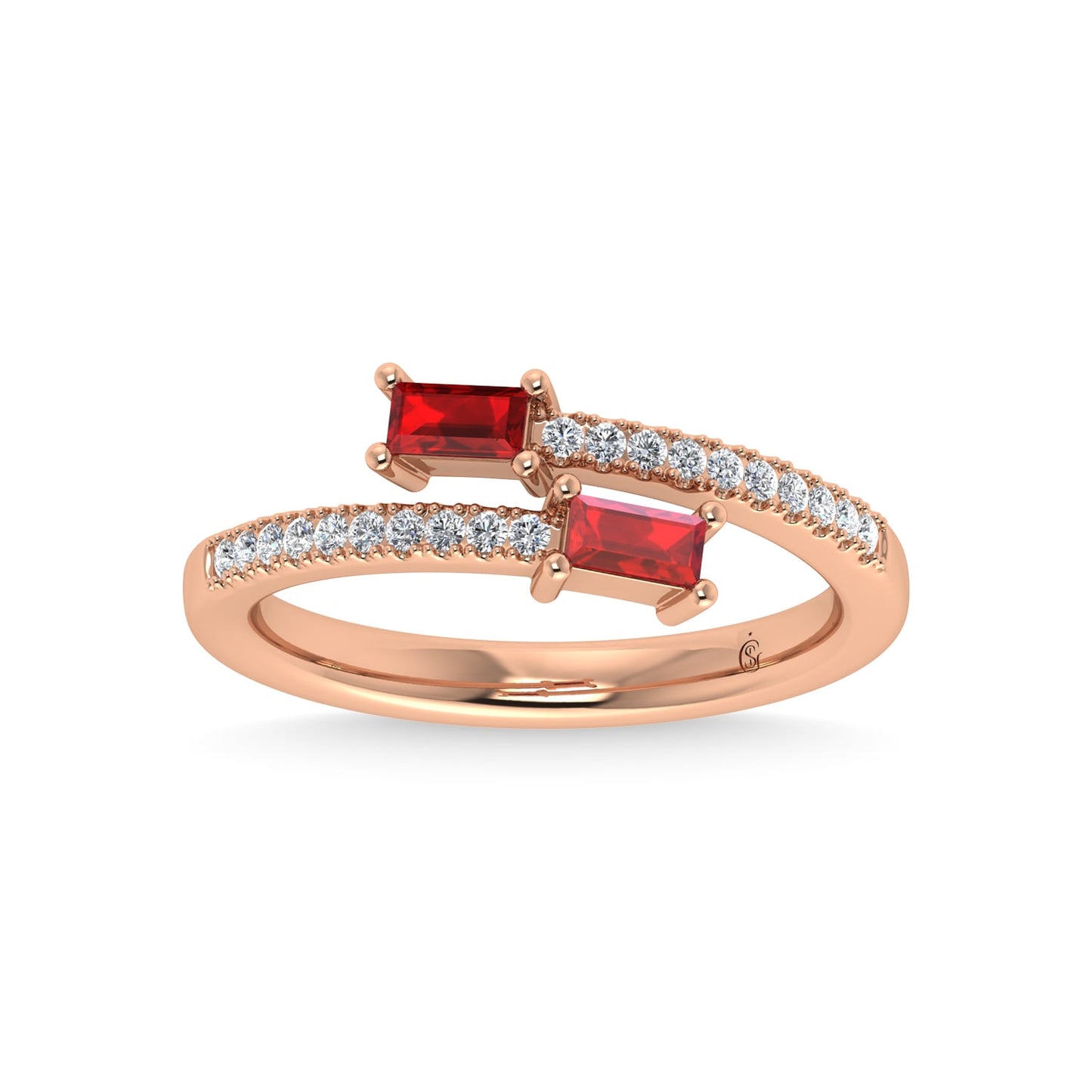 14K Rose Gold Diamond 3/8 Ct.Tw. And Ruby Fashion Ring
