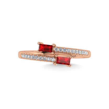 14K Rose Gold Diamond 3/8 Ct.Tw. And Ruby Fashion Ring