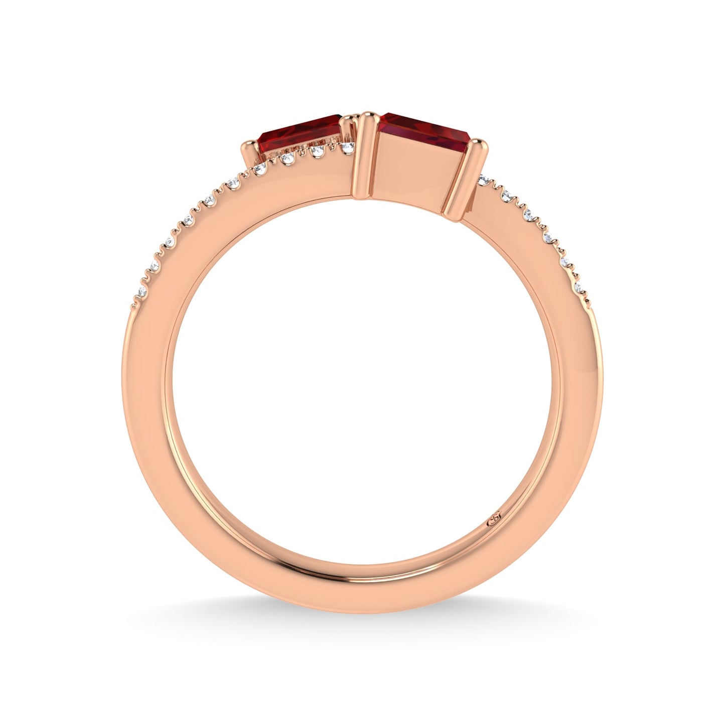 14K Rose Gold Diamond 3/8 Ct.Tw. And Ruby Fashion Ring