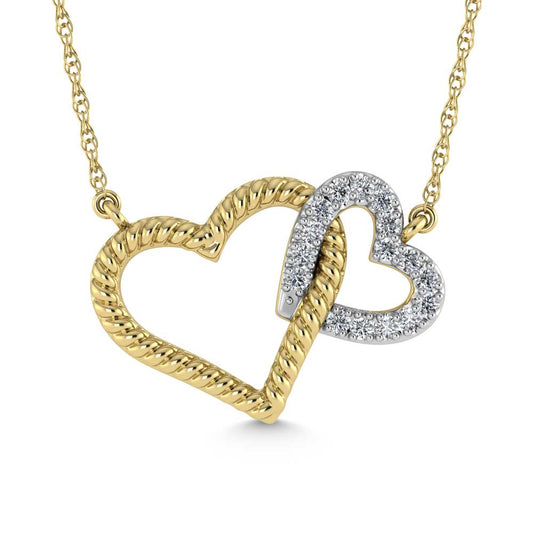 10K Two Tone Diamond 1/20 Ct.Tw. Heart Necklace