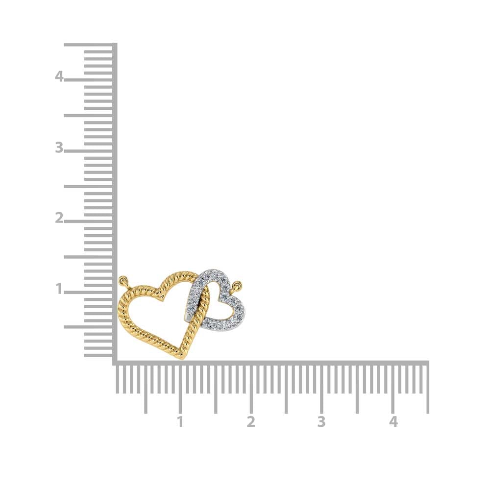 10K Two Tone Diamond 1/20 Ct.Tw. Heart Necklace