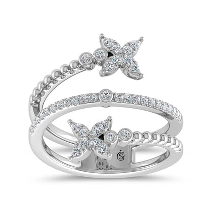 14K White Gold Diamond 1/4 Ct.Tw Bypass Ring
