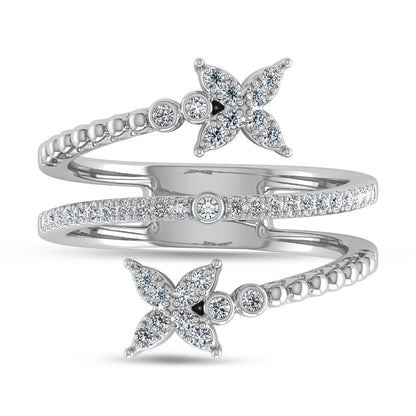 14K White Gold Diamond 1/4 Ct.Tw Bypass Ring