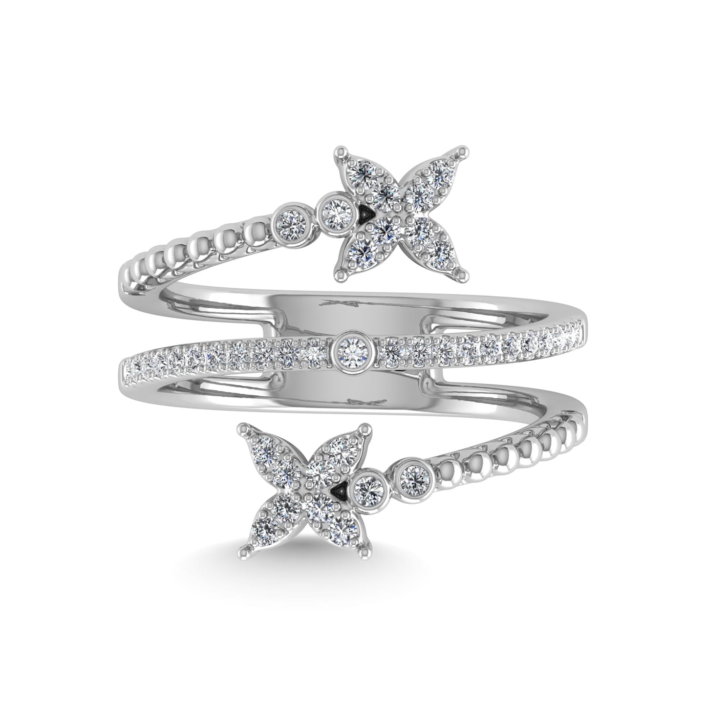 14K White Gold Diamond 1/4 Ct.Tw Bypass Ring
