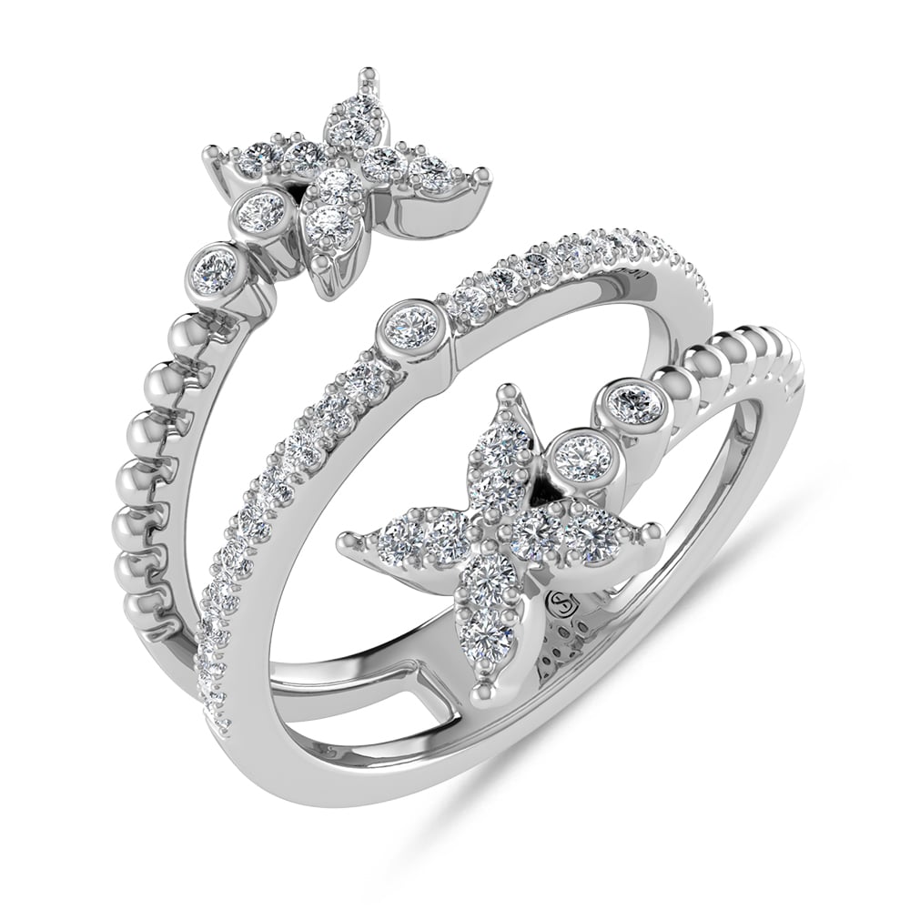 14K White Gold Diamond 1/4 Ct.Tw Bypass Ring