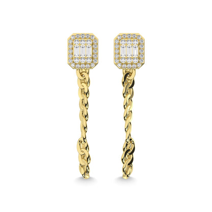 14K Yellow Gold Diamond 1/2 Ct.Tw. Cuban Earrings