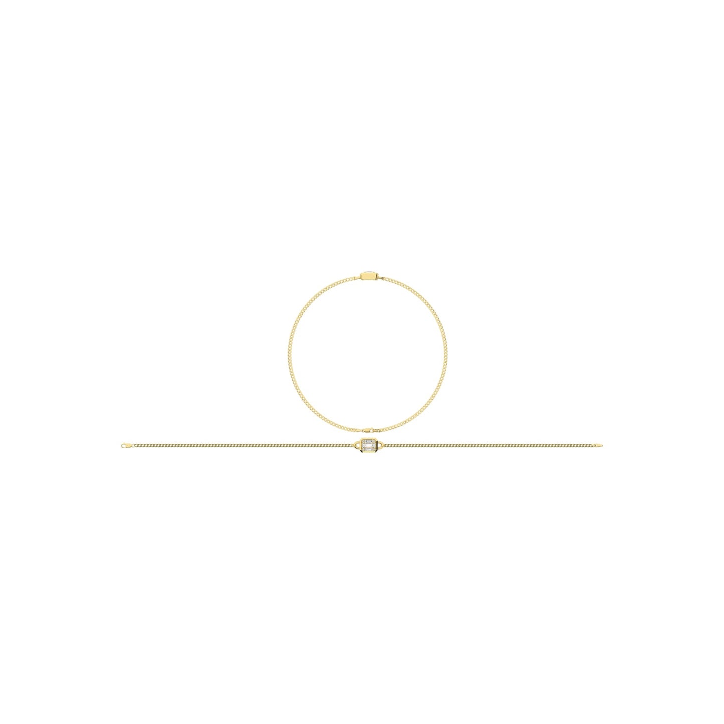 14K Yellow Gold Diamond 1/6 Ct.Tw. Cuban Bracelet