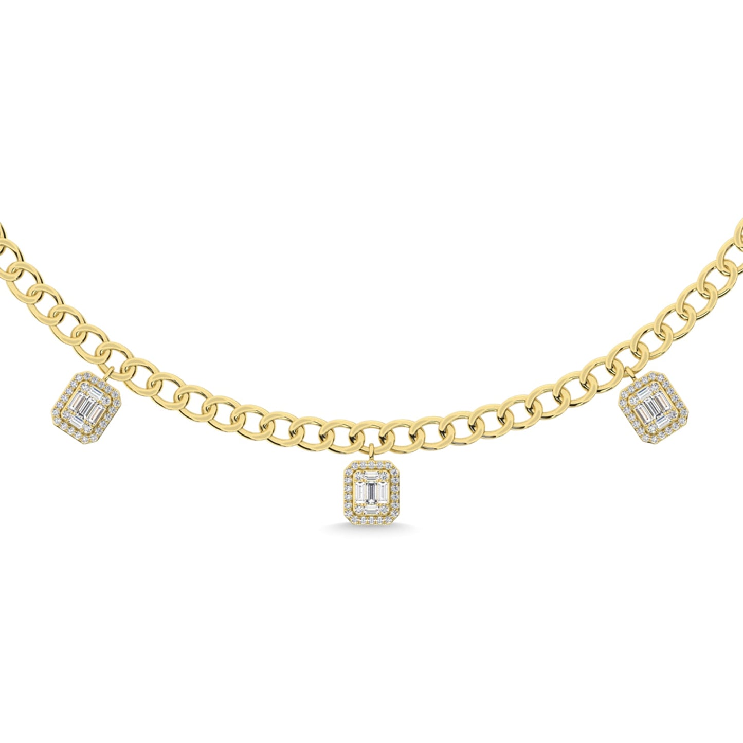 14K Yellow Gold Diamond 1 1/4 Ct.Tw. Cuban Necklace