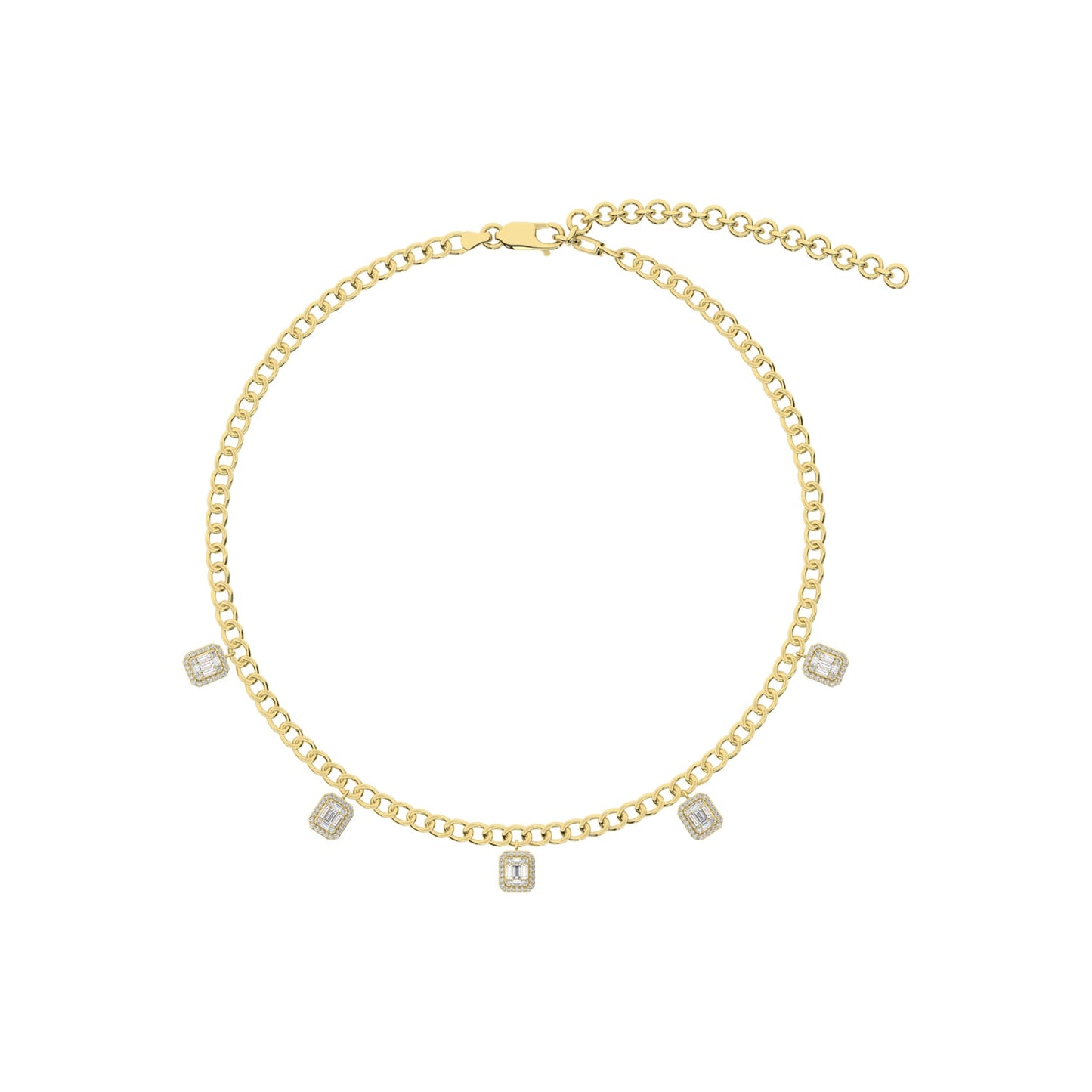 14K Yellow Gold Diamond 1 1/4 Ct.Tw. Cuban Necklace