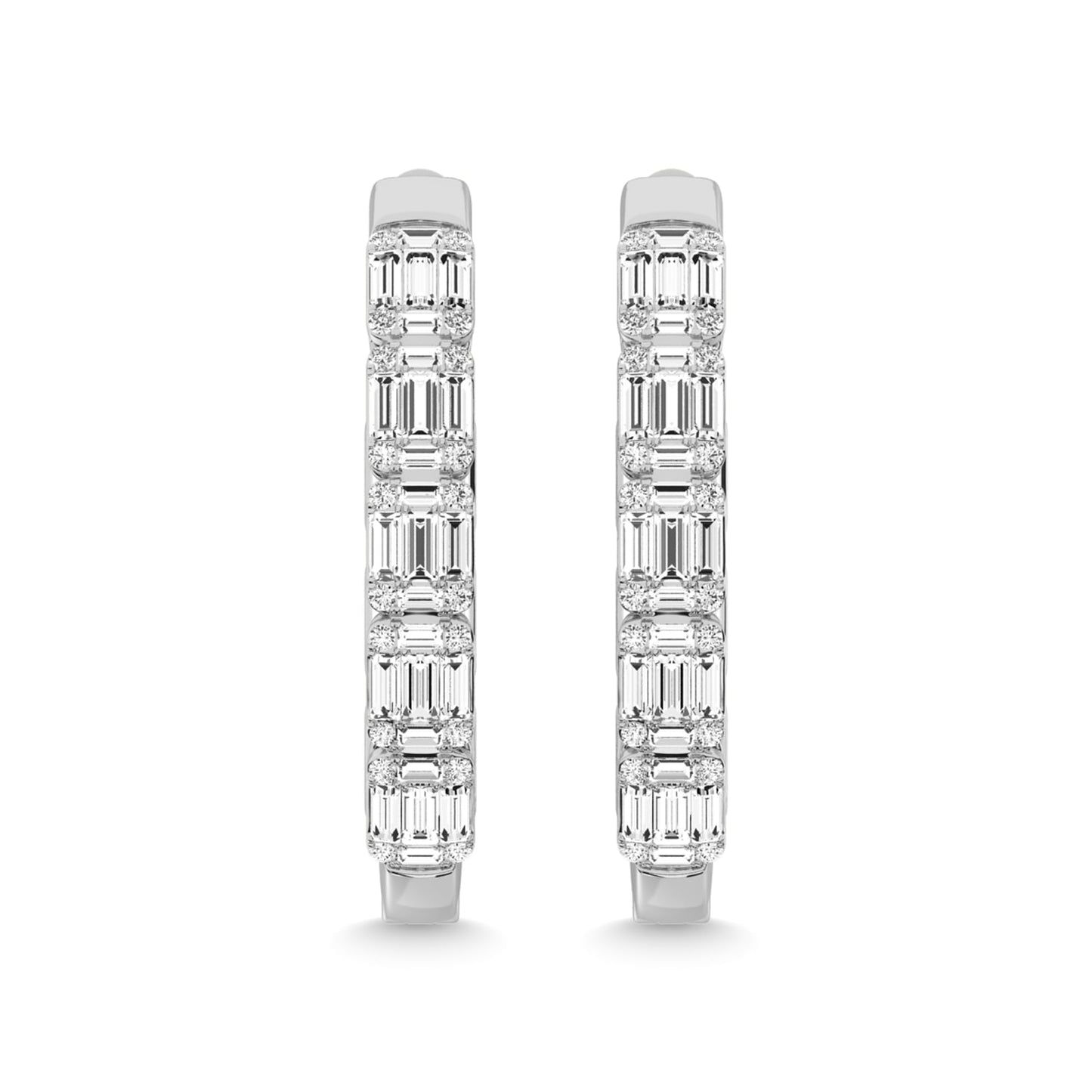 14K White Gold Diamond 2 Ct.Tw. Hoop Earrings