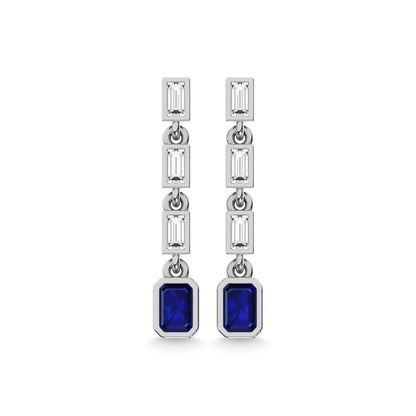 14K White Gold Blue Sapphire and Diamond 1 Ct.Tw. Fashion Earrings