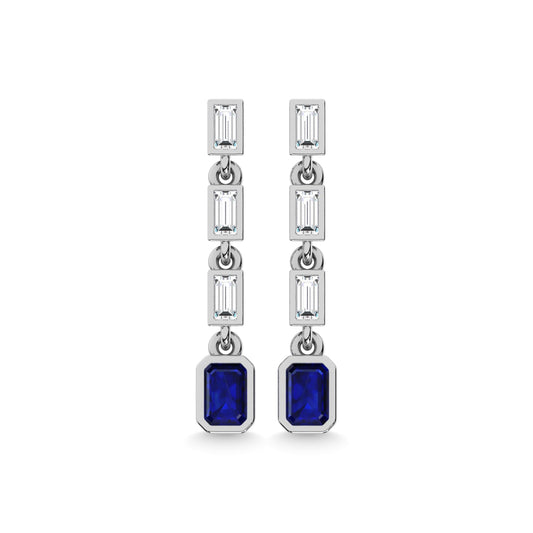 14K White Gold Blue Sapphire and Diamond 1 Ct.Tw. Fashion Earrings