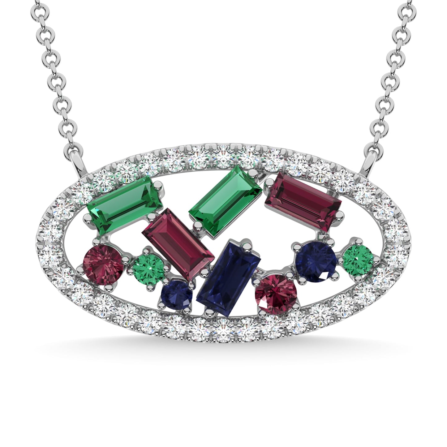 14K White Gold Diamond 7/8 Ct.Tw. Gemstone Pendant