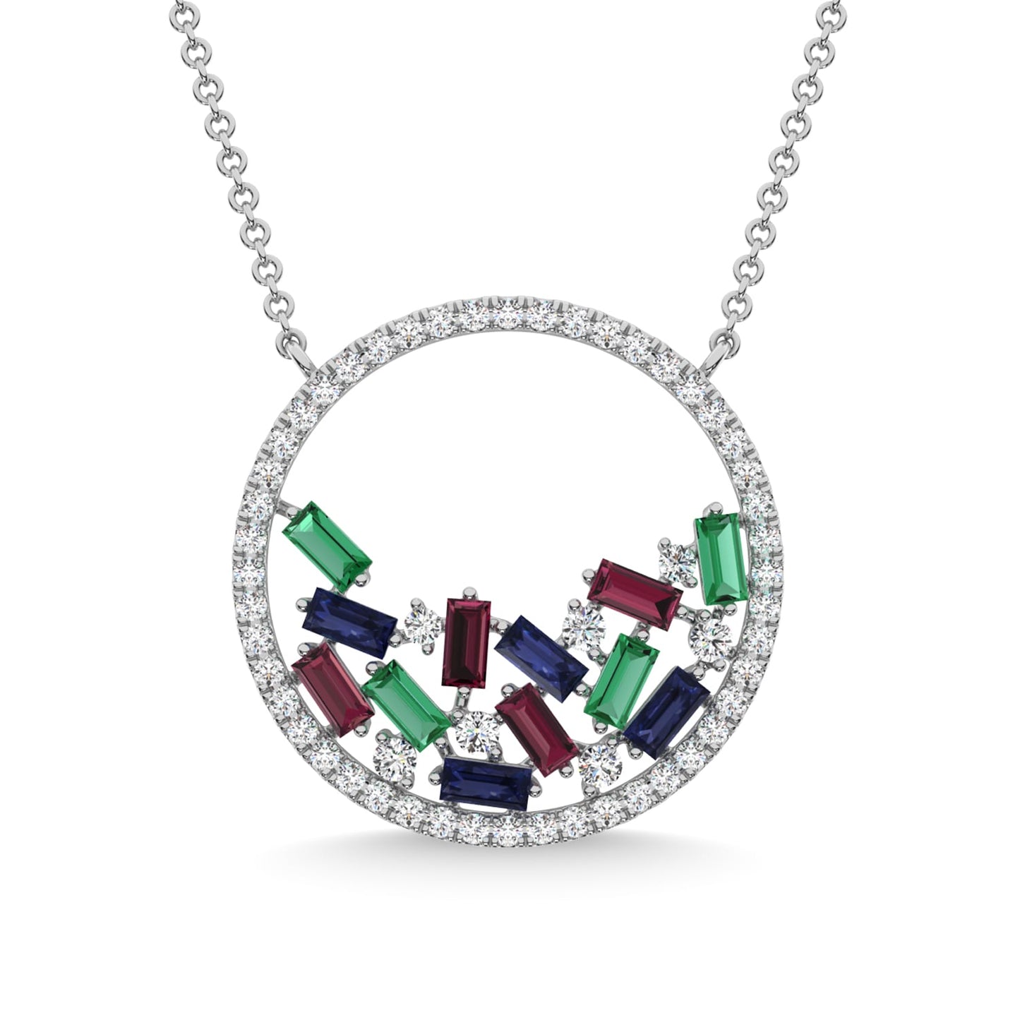 14K White Gold Diamond 1 1/2 Ct.Tw. Gemstone Pendant