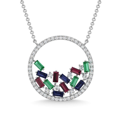 14K White Gold Diamond 1 1/2 Ct.Tw. Gemstone Pendant