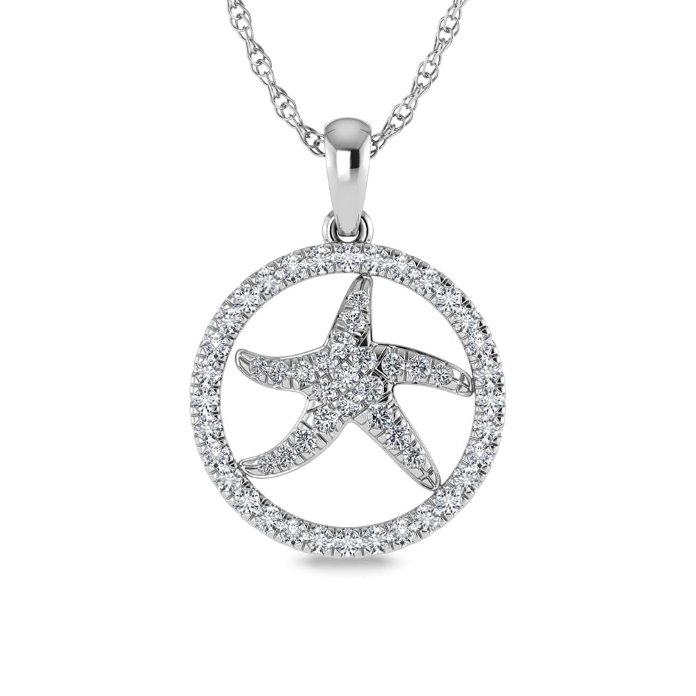 14K White Gold Diamond 1/2 Ct.Tw. Starfish Pendant