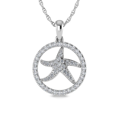 14K White Gold Diamond 1/2 Ct.Tw. Starfish Pendant