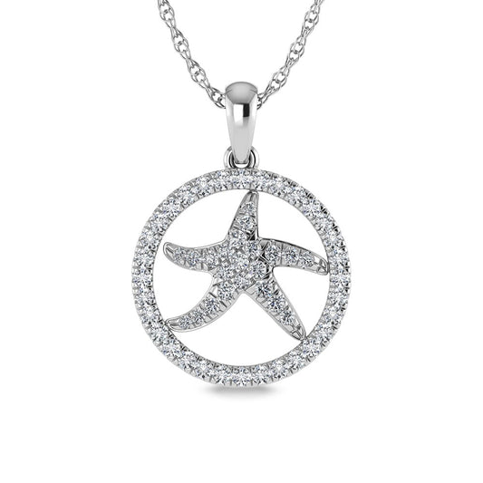 14K White Gold Diamond 1/2 Ct.Tw. Starfish Pendant