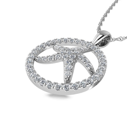 14K White Gold Diamond 1/2 Ct.Tw. Starfish Pendant