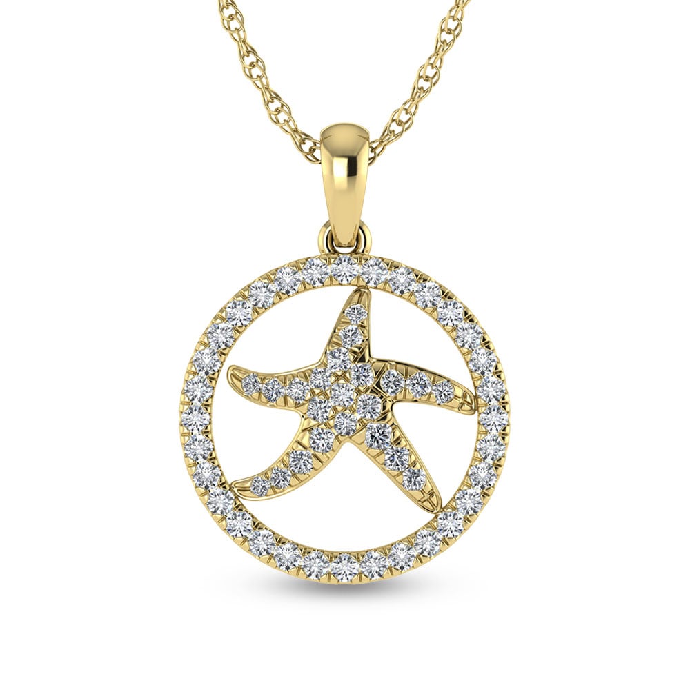 14K Two Tone Diamond 1/2 Ct.Tw. Starfish Pendant