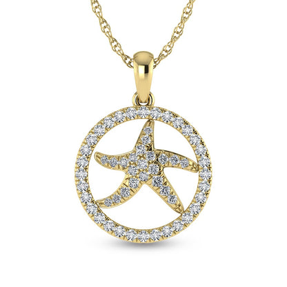 14K Two Tone Diamond 1/2 Ct.Tw. Starfish Pendant