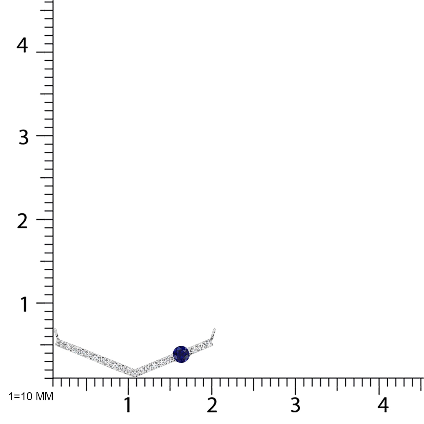 10K White Gold Diamond 1/6 Ct.Tw. And Blue Sapphire Necklace