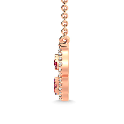 10K Rose Gold Diamond 3/8 Ct.Tw. And Ruby Necklace