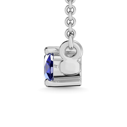 10K White Gold Diamond 1/2 Ct.Tw. And Blue Sapphire Necklace