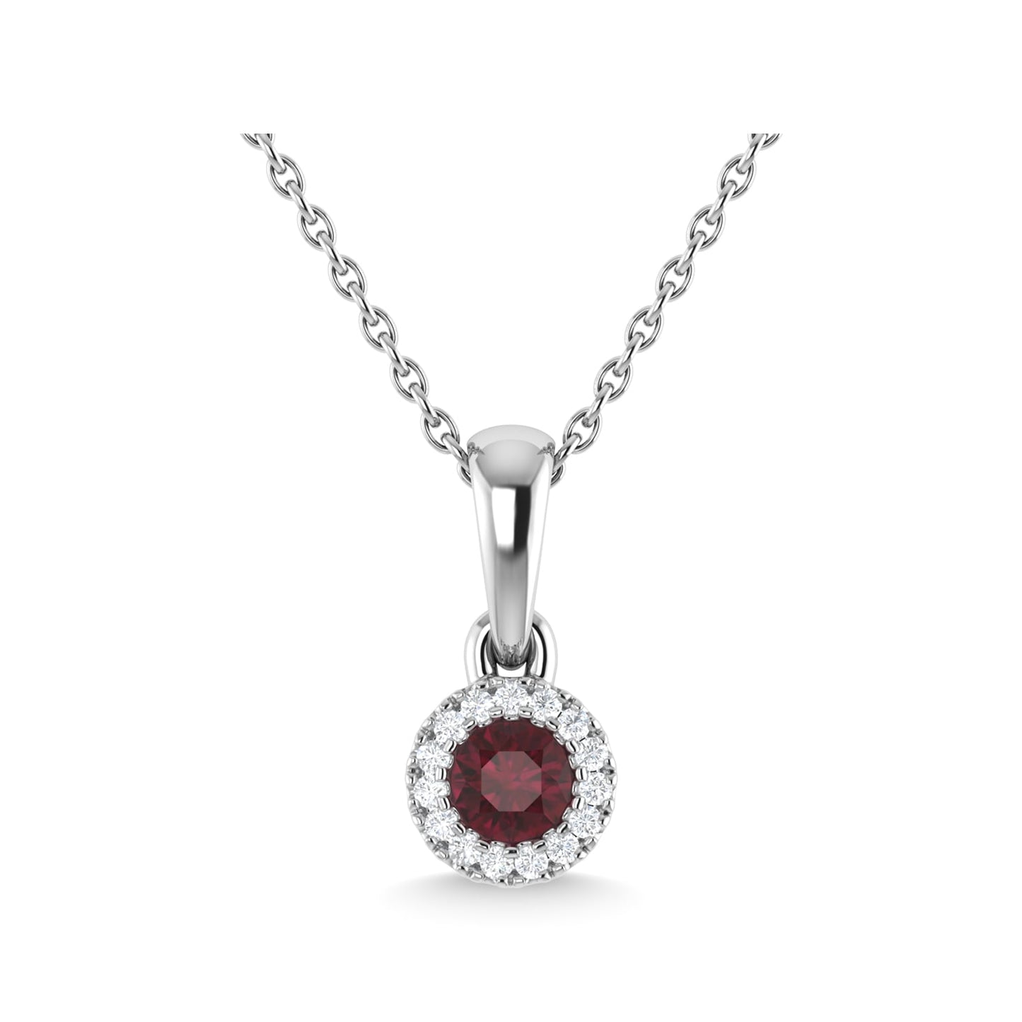 14K White Gold Ruby and Diamond 1/6 Ct.Tw. Fashion Pendant