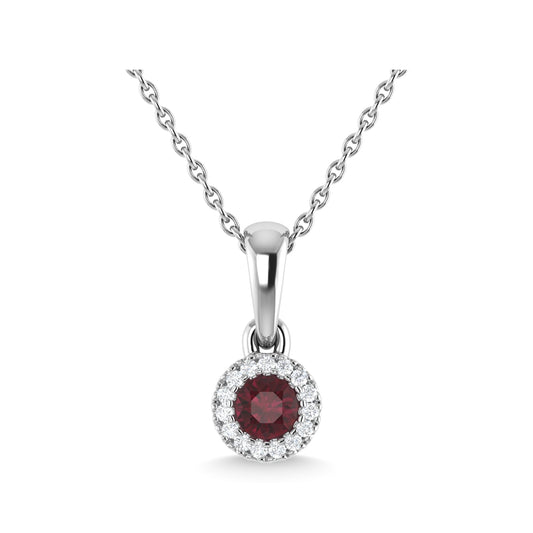 14K White Gold Ruby and Diamond 1/6 Ct.Tw. Fashion Pendant