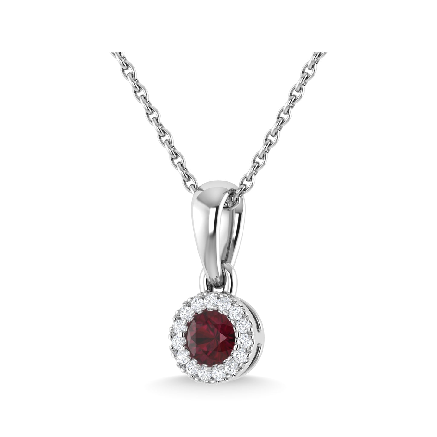 14K White Gold Ruby and Diamond 1/6 Ct.Tw. Fashion Pendant