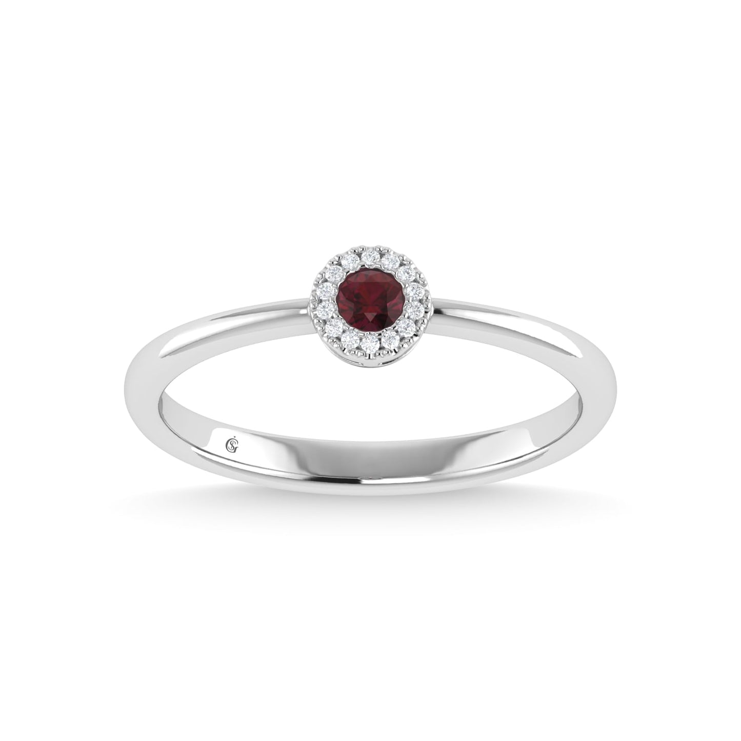 14K White Gold Ruby and Diamond 1/10 Ct.Tw. Fashion Ring