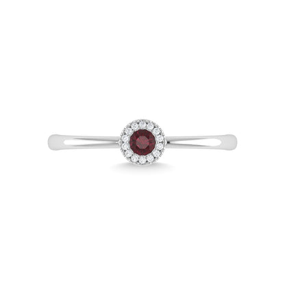 14K White Gold Ruby and Diamond 1/10 Ct.Tw. Fashion Ring