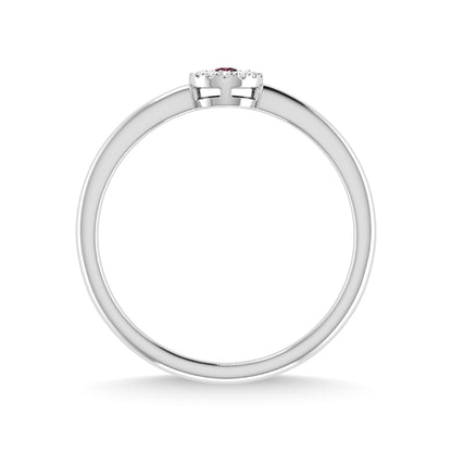 14K White Gold Ruby and Diamond 1/10 Ct.Tw. Fashion Ring