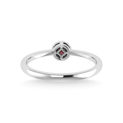 14K White Gold Ruby and Diamond 1/10 Ct.Tw. Fashion Ring