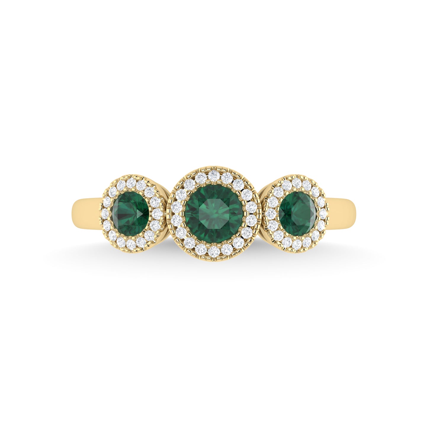14K Yellow Gold Emerald and Diamond 5/8 Ct.Tw. Fashion Ring